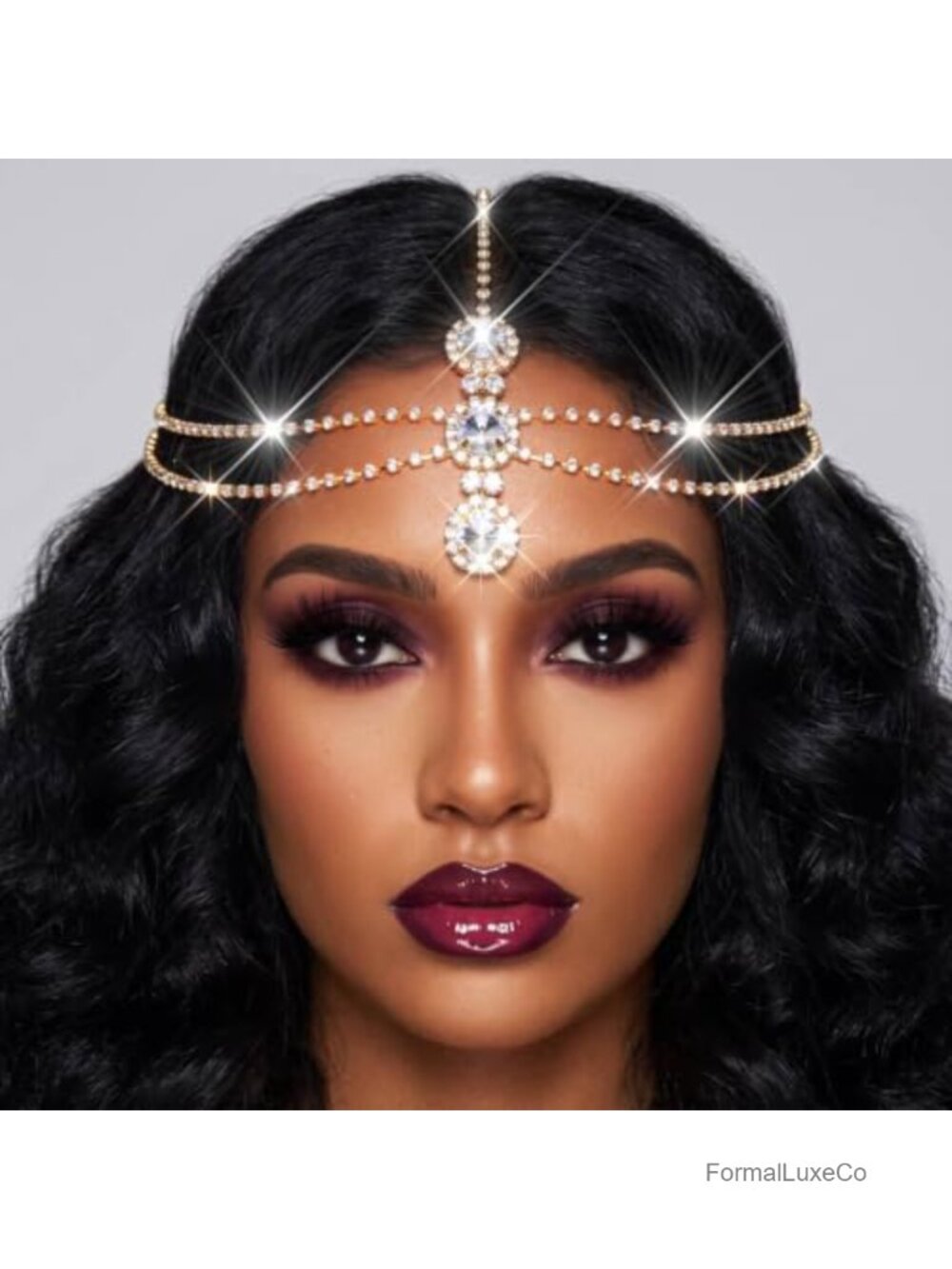 Rhinestone Crystal Head Chain Gold Headpiece Women Adjustable